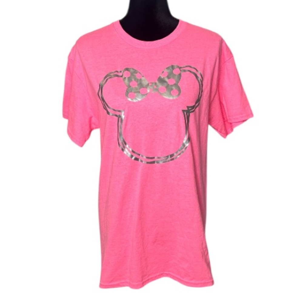 Gildan - Disney Metallic Minnie Mouse Pink Graphic Tee - Size Medium